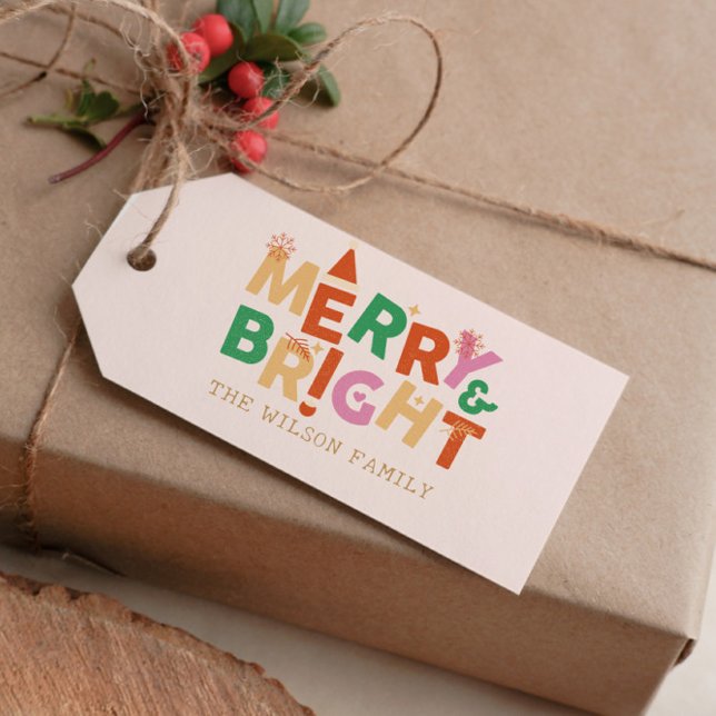 Fröhliche und helle farbenfrohe Weihnachten Geschenkanhänger (Von Creator hochgeladen)