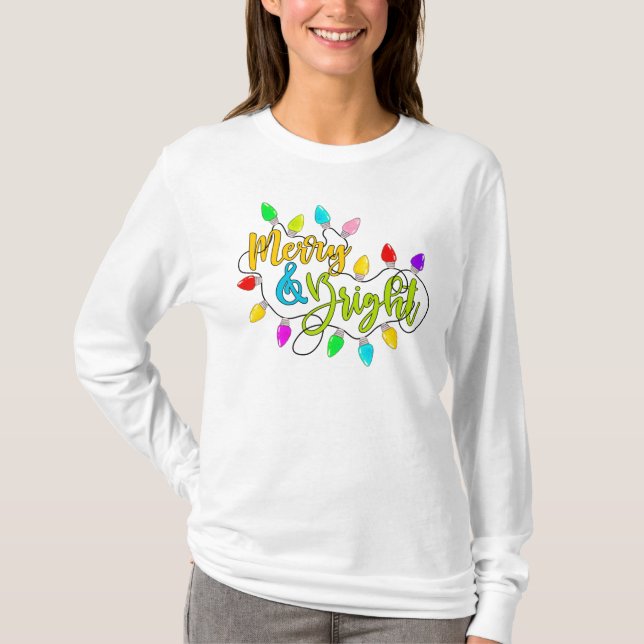 *~* Fröhliche und helle farbenfrohe Weihnachtsbele T-Shirt (Vorderseite)