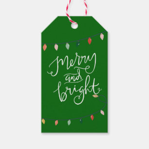 Fröhliche und helle festliche Lichterfolge   Grün Geschenkanhänger