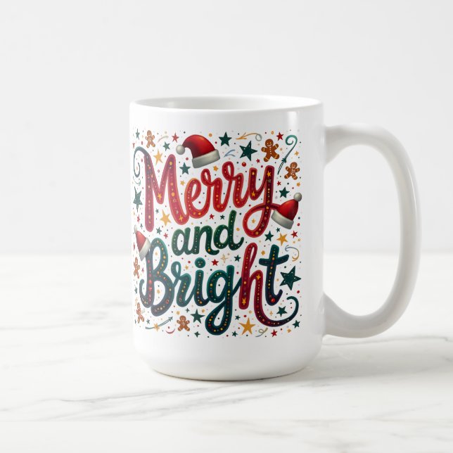 Fröhliche und helle, festliche Retro-Typografie Kaffeetasse (Rechts)