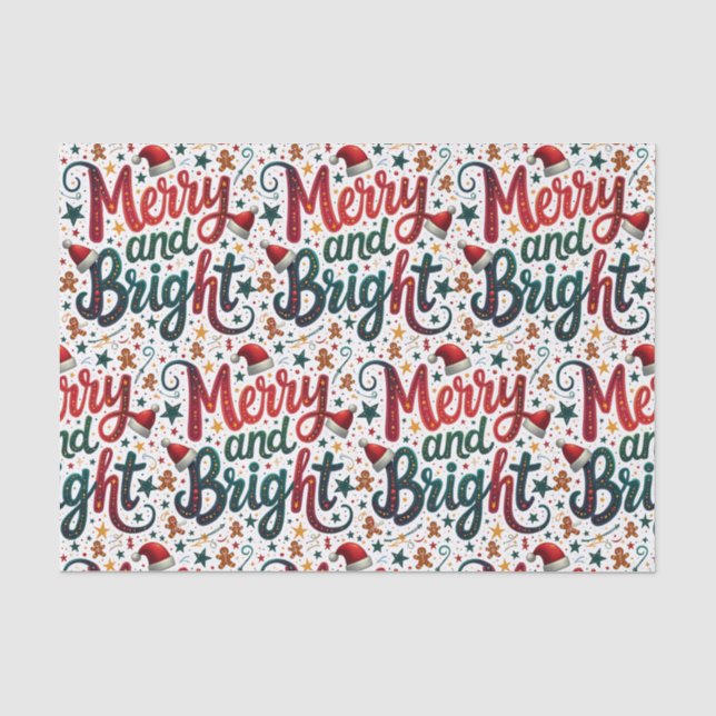 Fröhliche und helle, festliche Retro-Typografie Seidenpapier (Vorderseite)