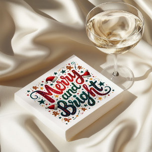 Fröhliche und helle, festliche Retro-Typografie Serviette