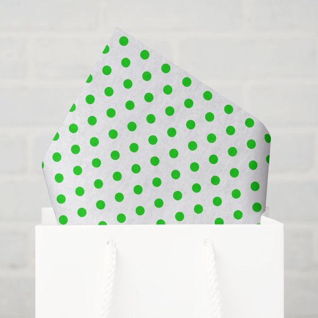 Fröhliche und helle grüne Polka Punkte auf Weiß Seidenpapier (Geschenktüte)