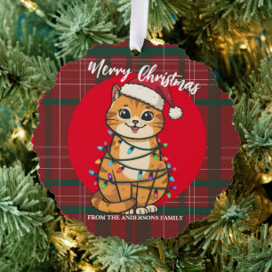 Fröhliche und helle Katze Weihnachten Kätzchen Sch Ornament Karte