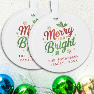 Fröhliche und helle Moderne Retro Weihnachtstypogr Ornament