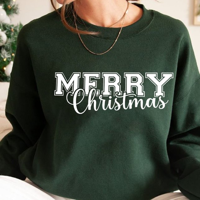 Fröhliche und helle Moderne Rot Frohe Weihnachtsge Sweatshirt (Merry and Bright Modern Red Merry Christmas gift Sweatshirt)