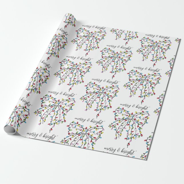 Fröhliche und helle Niedliche Weihnachtsleuchten a Geschenkpapier (Ungerollt)