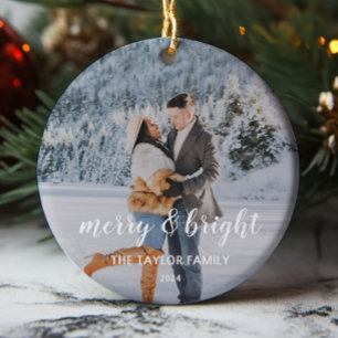 Fröhliche und helle Paare Foto Weihnachten Keramik Ornament