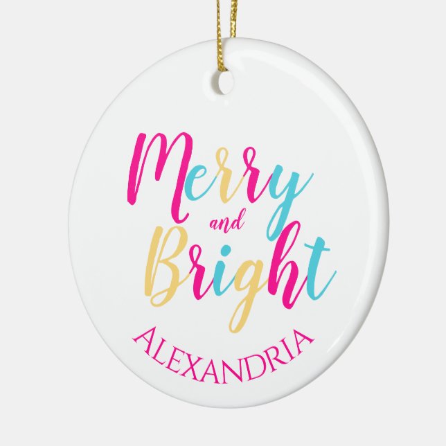 Fröhliche und helle Personalisierte Weihnachten Keramik Ornament (Links)