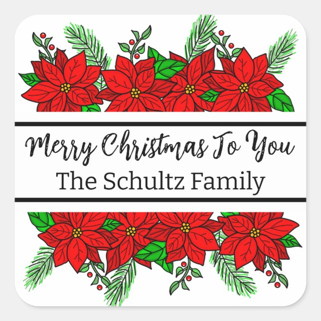 Fröhliche und helle Personalisierte Weihnachten Quadratischer Aufkleber (Vorderseite)