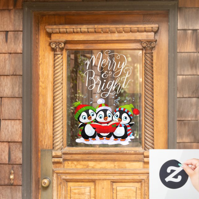 Fröhliche und helle Pinguine Fensteraufkleber (Haustür)