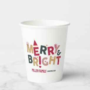 Fröhliche und helle Retro-Typografie Pappbecher