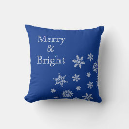 Fröhliche und helle Schneeflocken Blauer Weihnacht Kissen