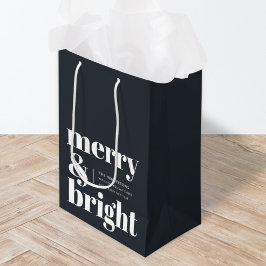 Fröhliche und helle Schwarz und Weiß Trendy Weihna Mittlere Geschenktüte