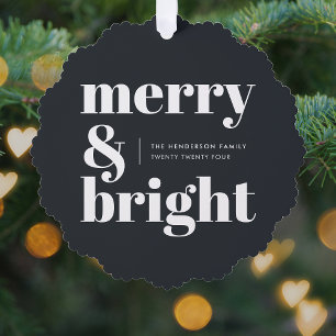 Fröhliche und helle Schwarz und Weiß Trendy Weihna Ornament Karte