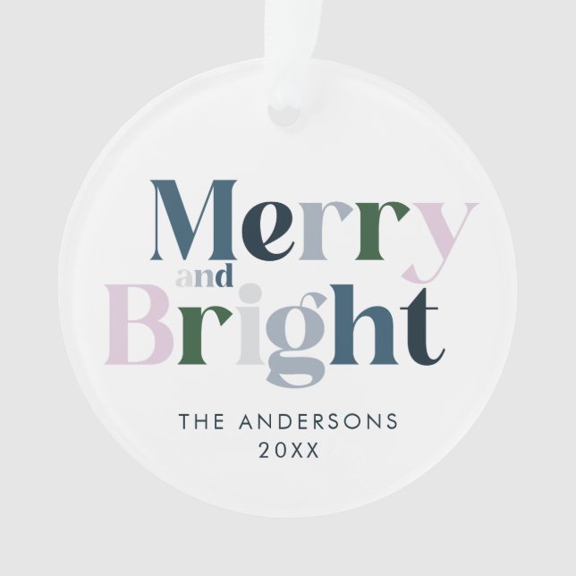 Fröhliche und helle Typografie Moderne Weihnachten Ornament (Vorderseite)