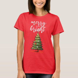Fröhliche und helle Weihnachten der modernen Roten T-Shirt
