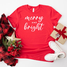Fröhliche und helle Weihnachten der modernen Roten T-Shirt