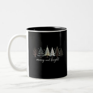 Fröhliche und helle Weihnachtsbäume Weihnachtsferi Zweifarbige Tasse