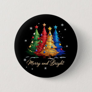 Fröhliche und helle Weihnachtsbäume Weihnachtsgesc Button