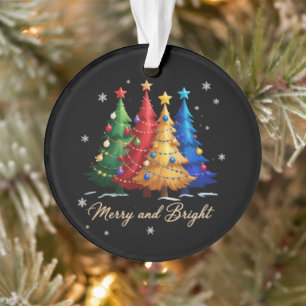 Fröhliche und helle Weihnachtsbäume Weihnachtsgesc Ornament