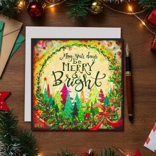 Fröhliche und helle Weihnachtsbaumen Inspirivity Feiertagskarte