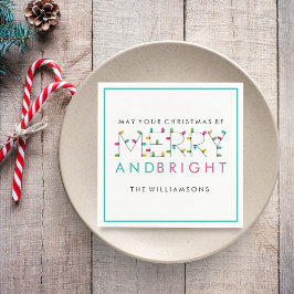 Fröhliche und helle Weihnachtsbaumleuchten Serviette