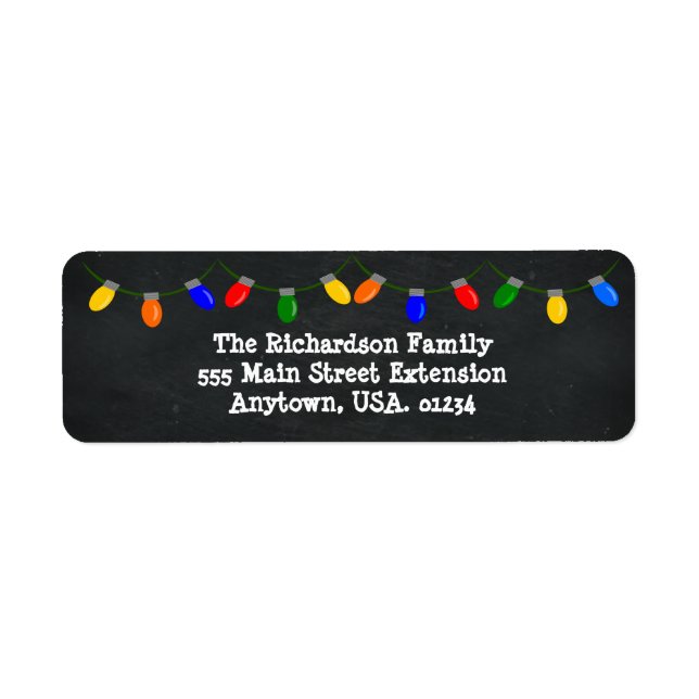 Fröhliche und helle Weihnachtsbeleuchtung Chalkboa (Vorne)