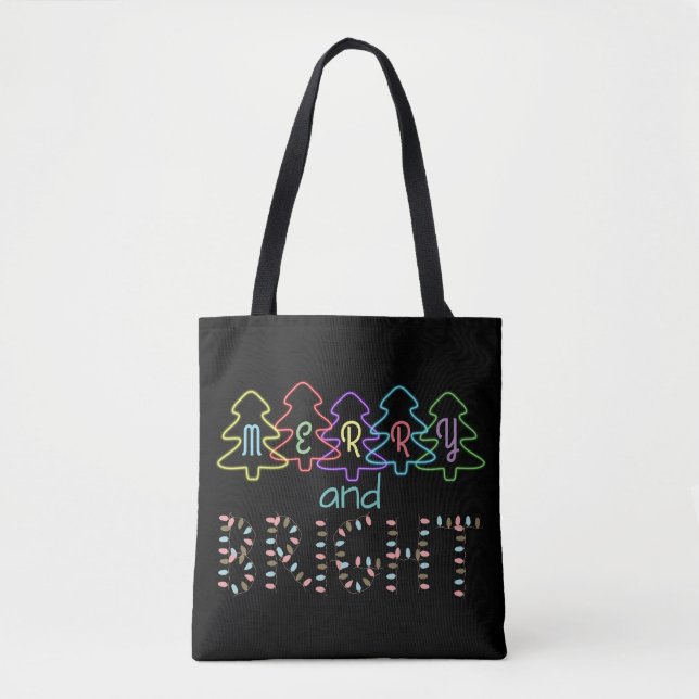 Fröhliche und helle Weihnachtsbeleuchtung Tasche (Vorderseite)