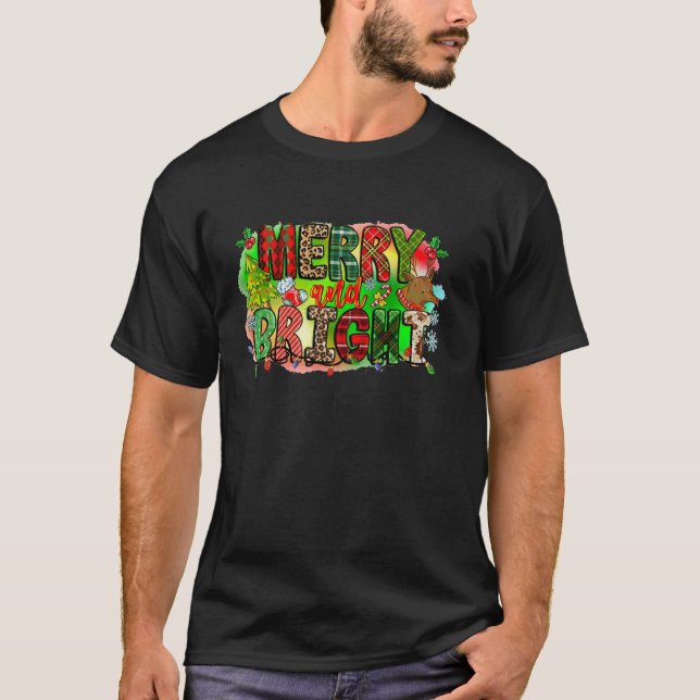 Fröhliche und helle Weihnachtsbeleuchtung Weihnach T-Shirt (Vorderseite)
