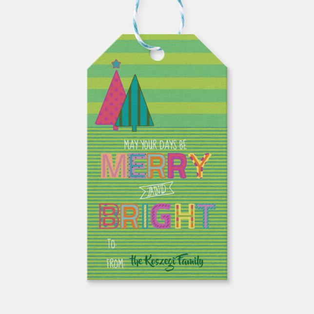 Fröhliche und helle Weihnachtsgeschenke Geschenkanhänger (Vorderseite)