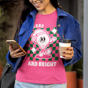 Fröhliche und helle Weihnachtsleuchten Rosa Frauen T-Shirt
