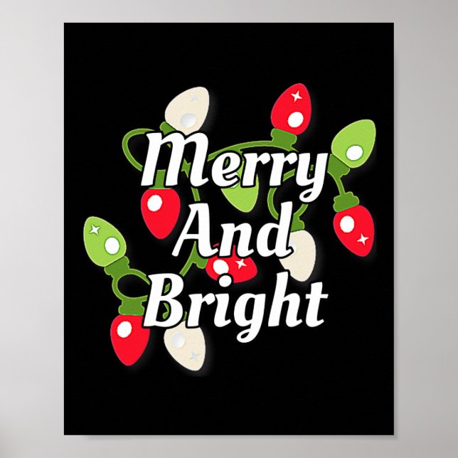 Fröhliche und helle Weihnachtsleuchten und Dekorat Poster (Vorne)