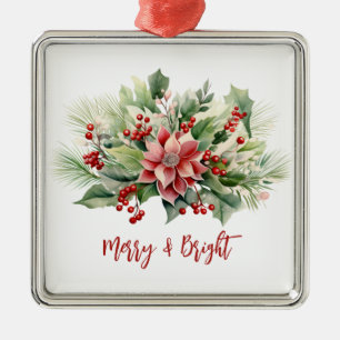Fröhliche und helle Weihnachtsstern-Rote-Beeren We Ornament Aus Metall