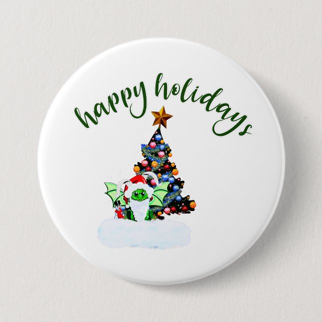 Fröhliche und magische Weihnachten mit einer Drach Button (Vorderseite)