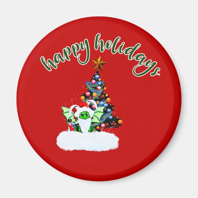 Fröhliche und magische Weihnachten mit einer Drach Magnet (Vorne)