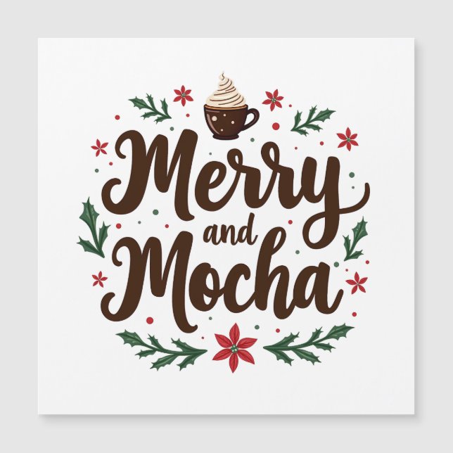 Fröhliche und mocha Drink Weihnachtskaffee Weihnac Magnetkarte (Vorderseite)