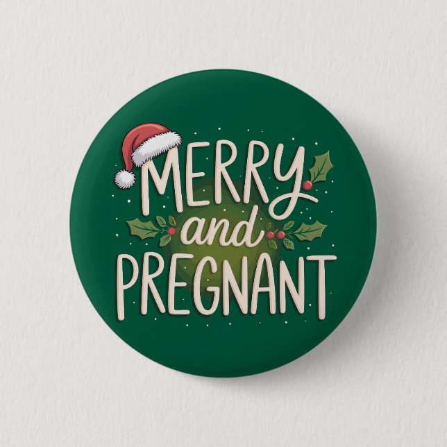 Fröhliche und schwangere Xmas Schwangerschaft Ankü Button (Vorderseite)