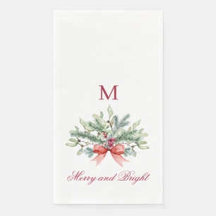 Fröhliche und strahlend rote Monogramm-Weihnachtsg Serviette