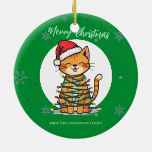 Fröhliche und strahlende Katze Weihnachten Kätzche Keramik Ornament