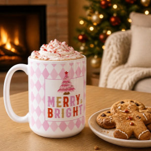 Fröhliche und strahlende Rosa Diamant Weihnachten Kaffeetasse