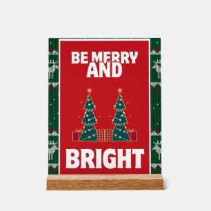 Fröhliche und strahlende Weihnachten Acrylschild