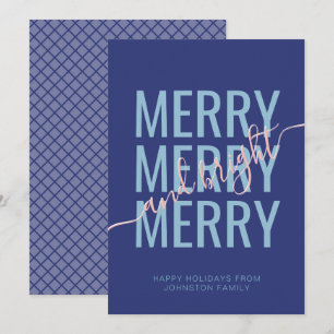 Fröhliche und strahlende Weihnachten blau kariert