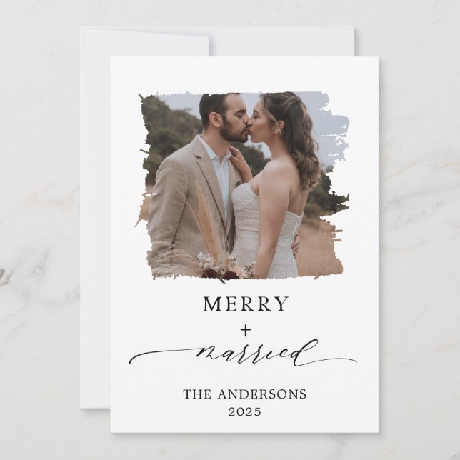 Fröhliche und Verheiratete Hochzeit Dankeskarte (Vorderseite)