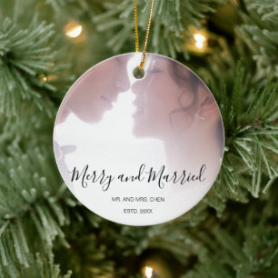 Fröhliche und Verheiratete Schwarz-Weiß-Elegante Keramik Ornament
