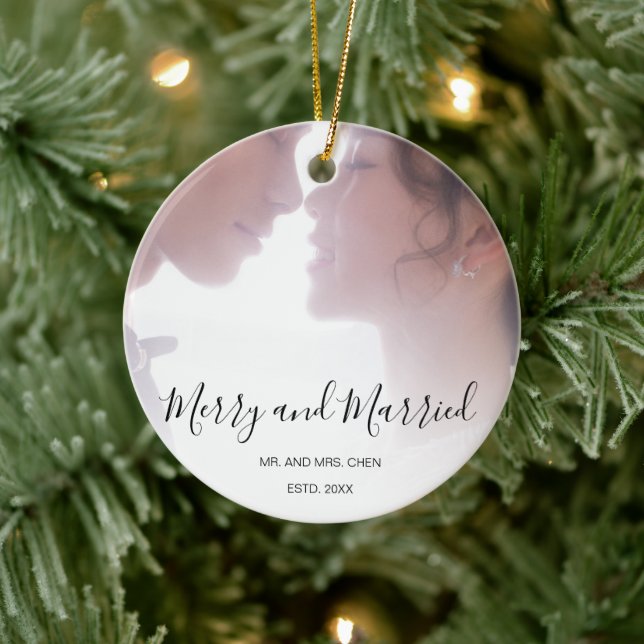 Fröhliche und Verheiratete Schwarz-Weiß-Elegante Keramik Ornament (Baum)