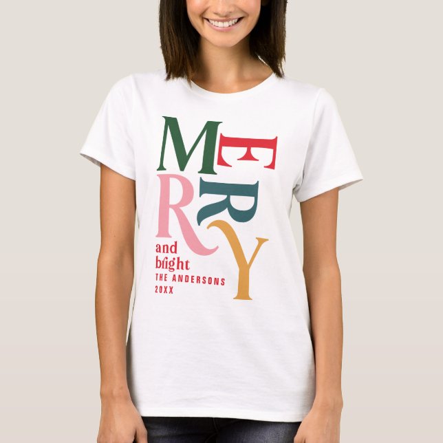 Fröhliche und Vintage Weihnachten T-Shirt (Vorderseite)