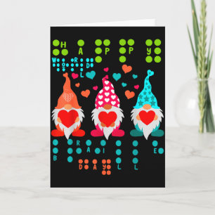 Fröhliche Valentins-Gnome Braille-Liebe – Süßes He Karte