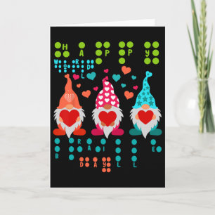 Fröhliche Valentins-Gnome Braille-Liebe – Süßes He Karte