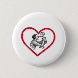 Fröhliche Vaterschaft - Papa und Baby Herz Illustr Button